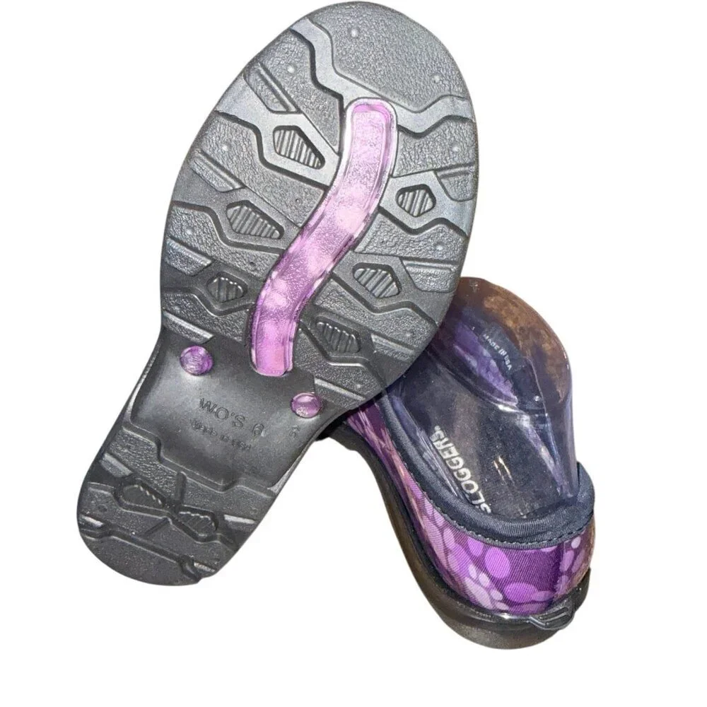 SLOGGERS Women's Sz 6 Garden/Rain Shoes Purple Paw Print